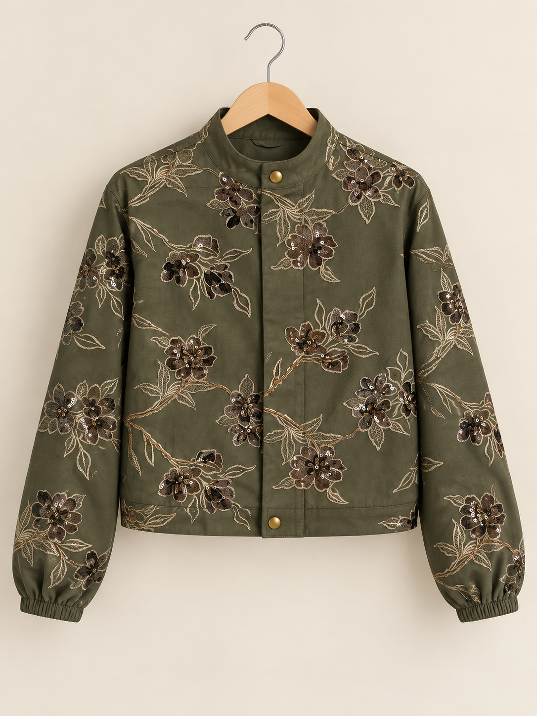 Jacket oliva y brillo