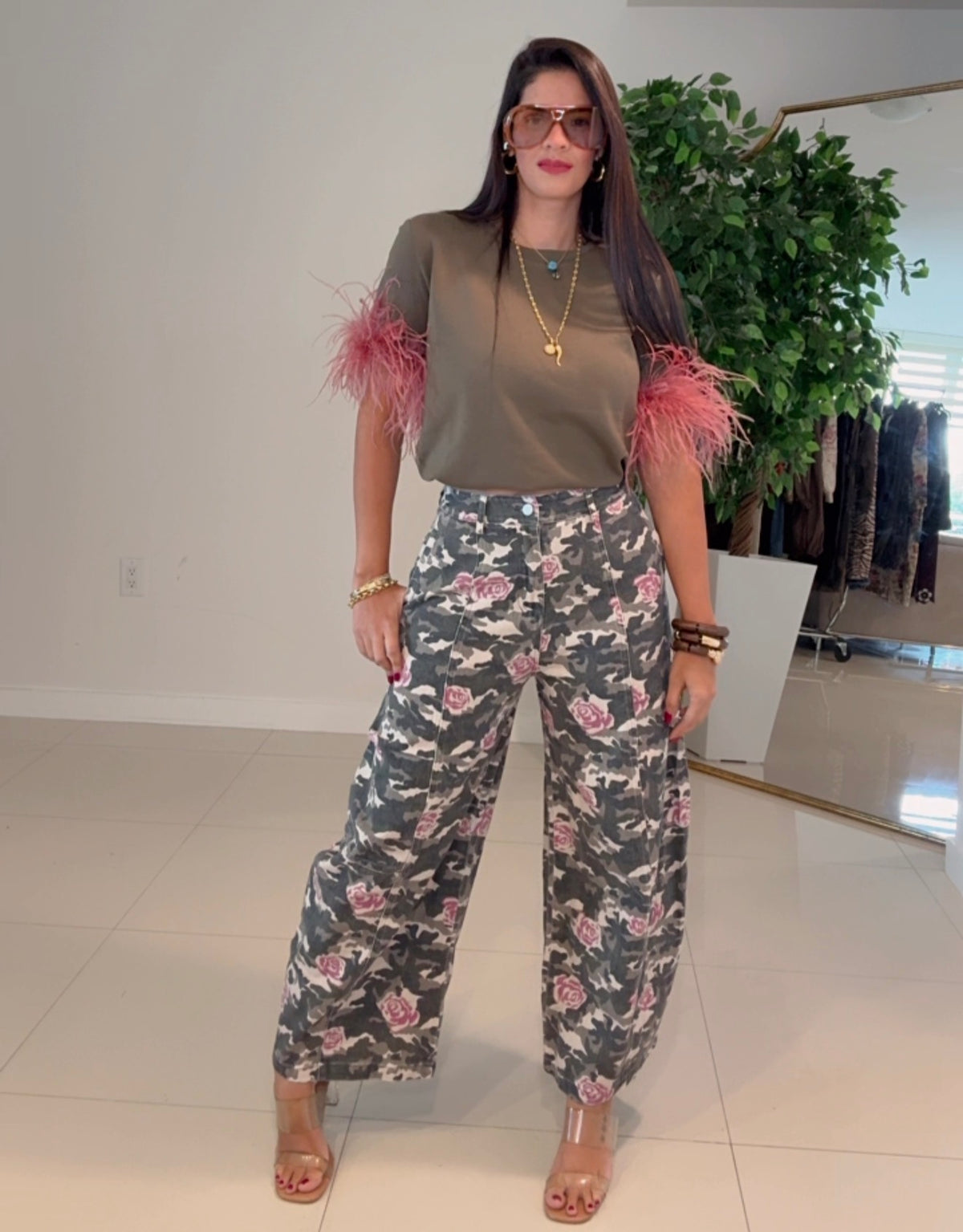 Pants camo y flores