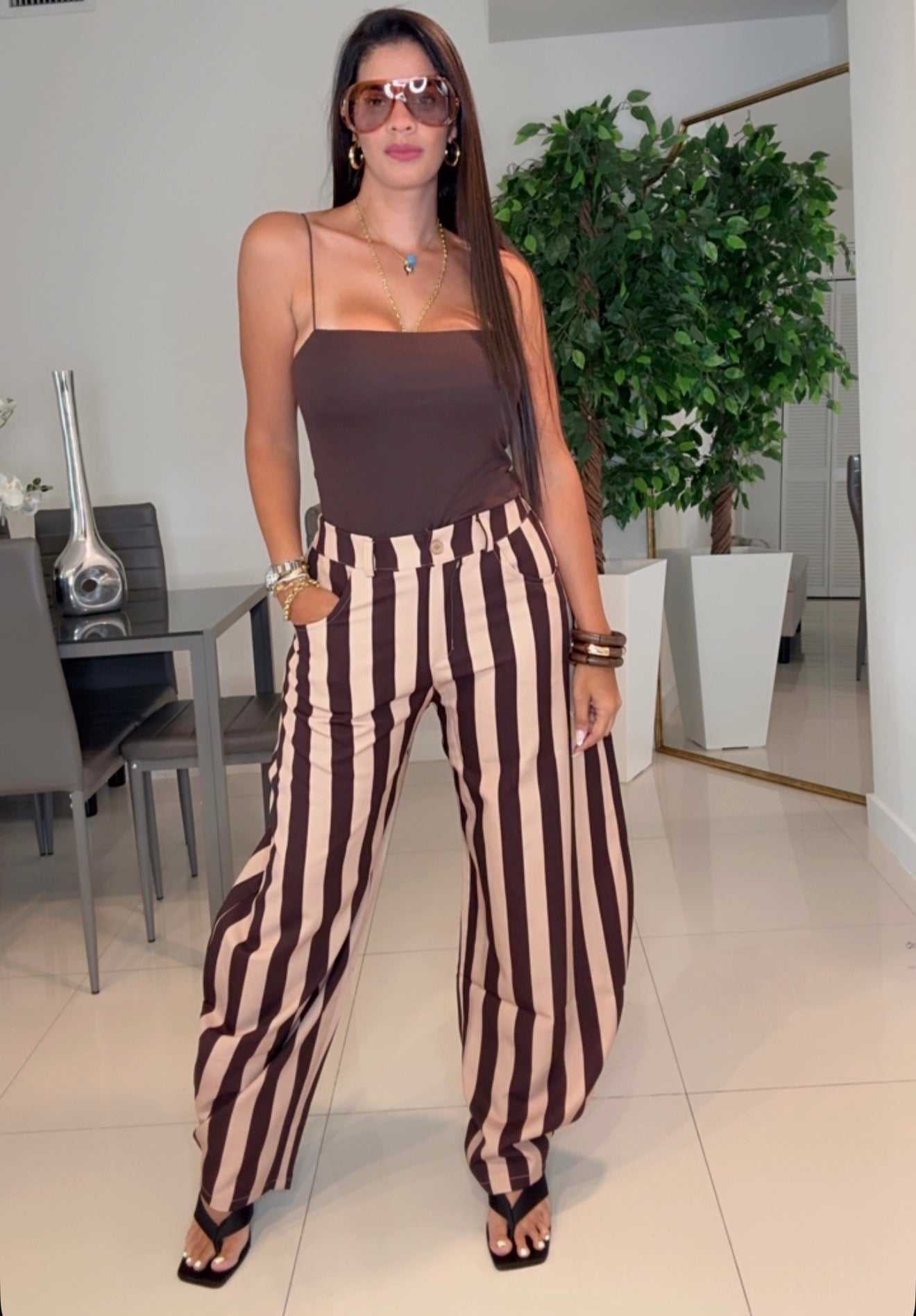 Pants rayas mocca