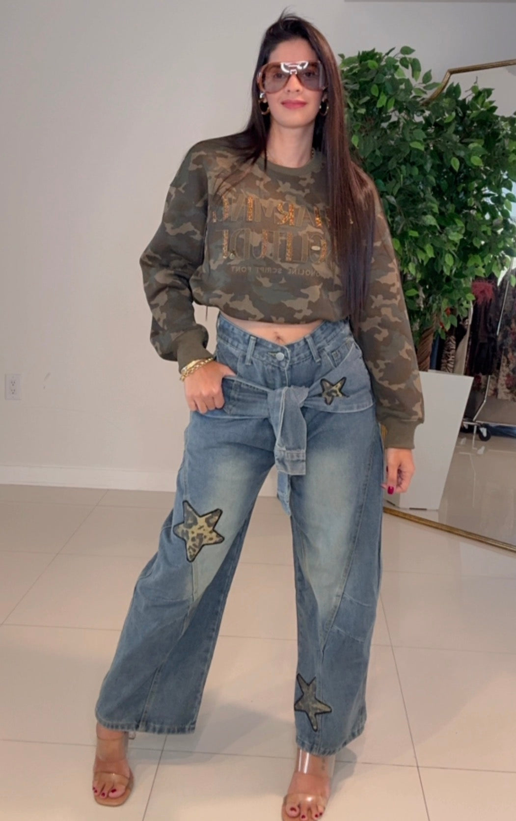 Jeans estrella camo