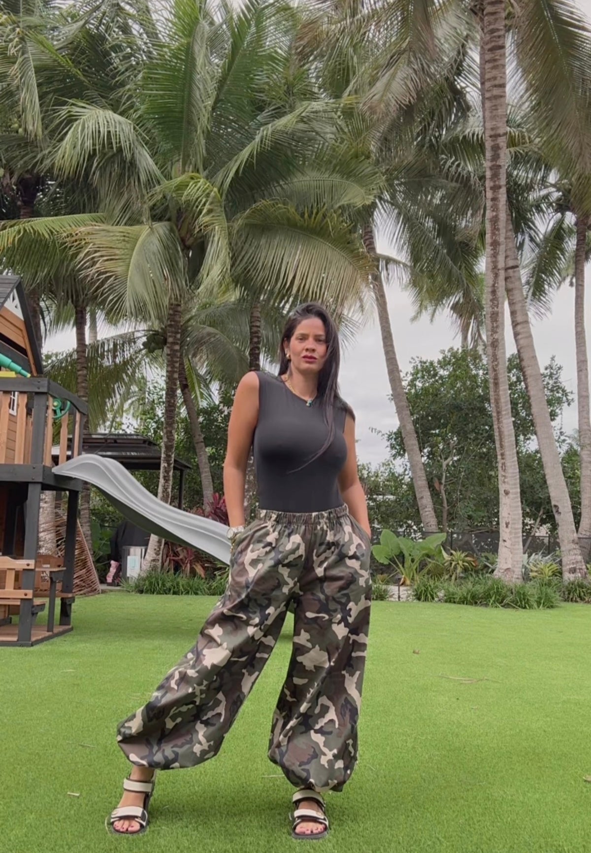 Camo sport pants green